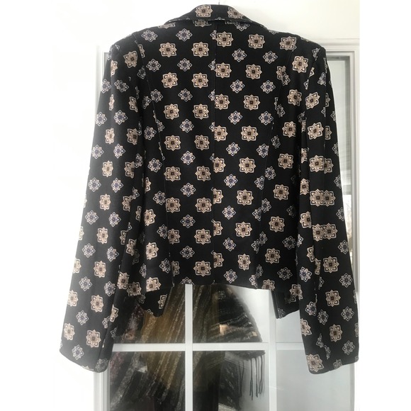 INSIGHT NEW YORK Black Floral Print Moto Jacket Blazer Womens Size‎ 12 - Picture 6 of 9